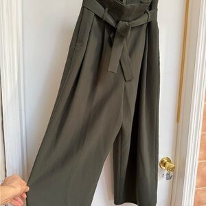 COS Olive Green Tailored Trousers with Branded Waist Label